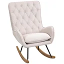 Schaukelstuhl Relaxstuhl Schwingsessel Schaukelsessel Leinen Stahl Cremeweiß 69 x 90 x 100 cm