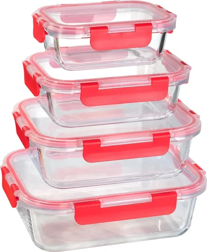 "Glas-Frischhaltedosen-Set mit Click-Verschluss, 4 Stück image"