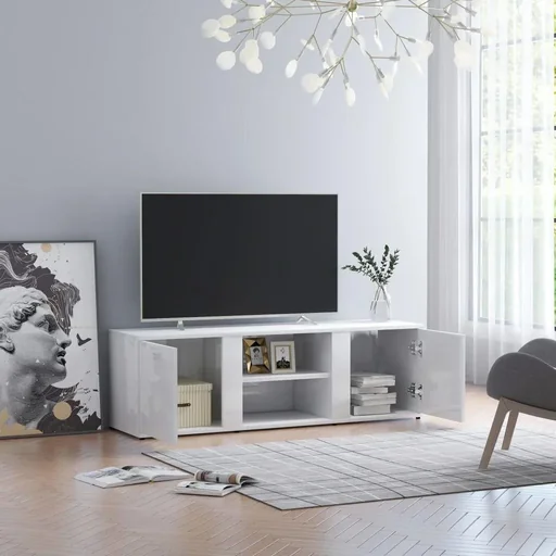 "TV-Schrank 120x34x37 cm Hochglanz weiß Spanplatte image"