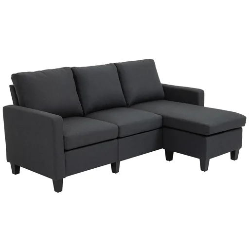 "3-Sitzer Sofa mit zwei Liegesesseln und einer Chaiselounge Dunkelgrau image"