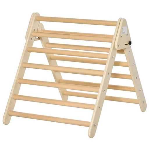 "Kletterdreieck aus Holz faltbares KletterDreieck für Kinder und Baby 3-6 Jahre Indoor Sprossendreieck Natur 85,4 x 69,5 image"