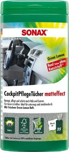 "Cockpit-Pflegetücher Matteffect Green Lemon Box 25 Stück image"