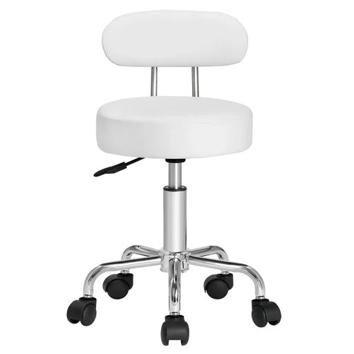 "Rollhocker weiß mit Rückenlehne image"