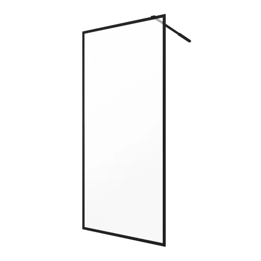 "Walk-IN Glas-Duschwand 90 x 200 cm, Duschabtrennung mit barrierefreiem Einstieg inklusive Halterungsstange, matt schwarz image"