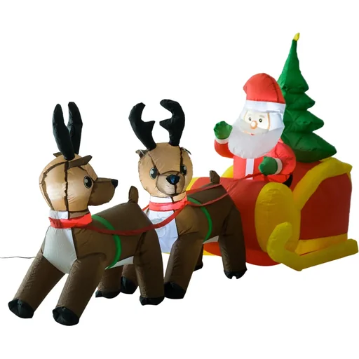 "LED Rentierschlitten Weihnachtsmann aufblasbare Weihnachtsdeko image"