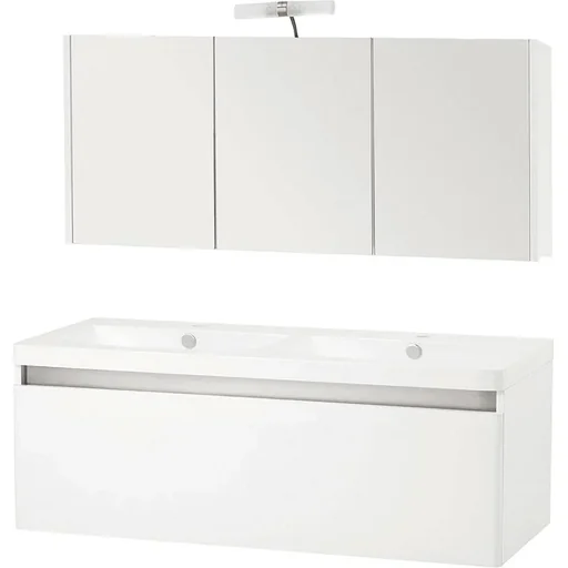 "Badezimmermöbel Stripe 120cm incl verlichting - Weiss image"