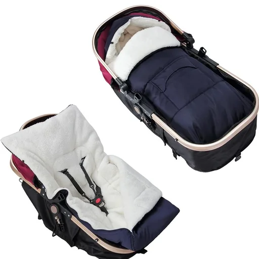 "Babytrage Fußsack Dunkelblau | Teddy | Maxi-Cosi | mit Aufbewahrungstasche image"