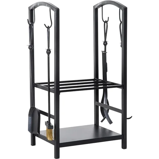 "Kaminholzständer mit Kaminbesteck schwarz image"