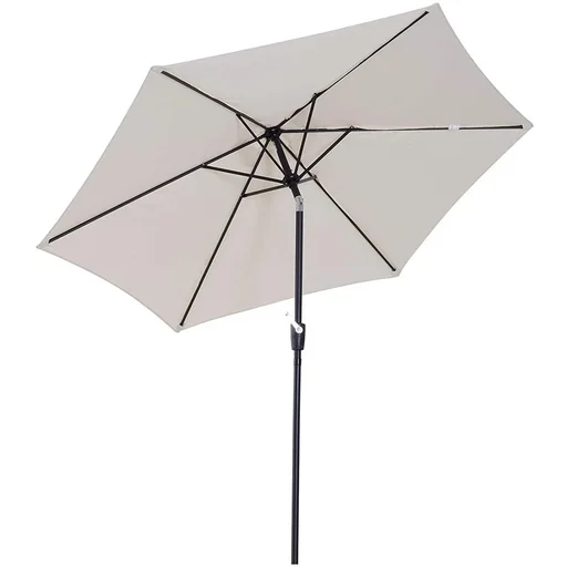 "Knickschirm Sonnenschirm Gartenschirm mit Handkurbel Alu 180/? Polyester Cremeweiß Ø2,7 x 2,35 m image"