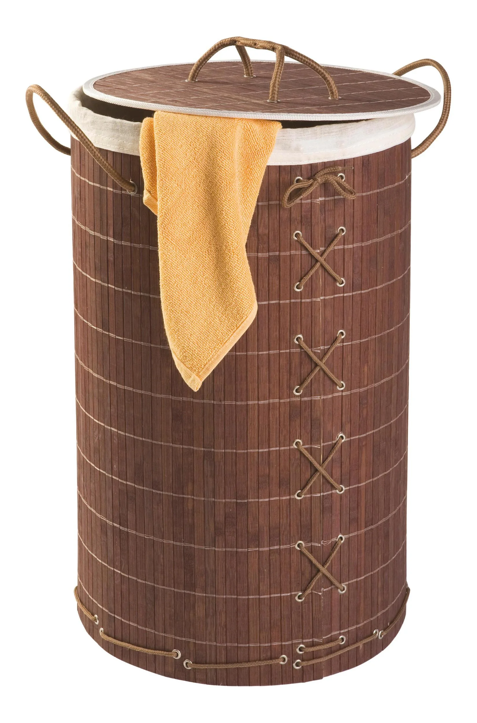 Wäschetruhe BAMBOO, dunkelbraun/ Wäschekorb 55 l