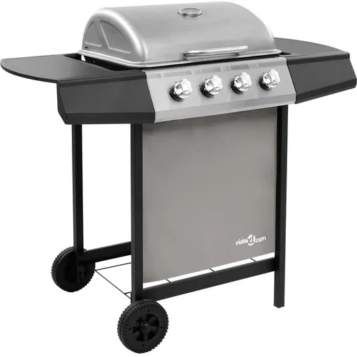 "Gasgrill mit 4 Brennern schwarz und silber image"