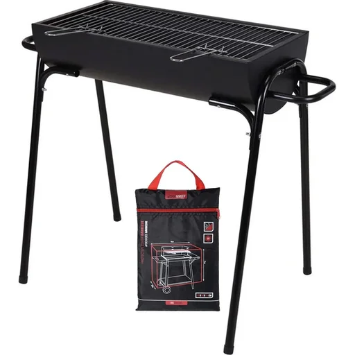 "BBQ Holzkohlegrill auf Beinen - 88cm - Grillfläche 60x29 cm - Schwarz inkl. Schutzhülle image"