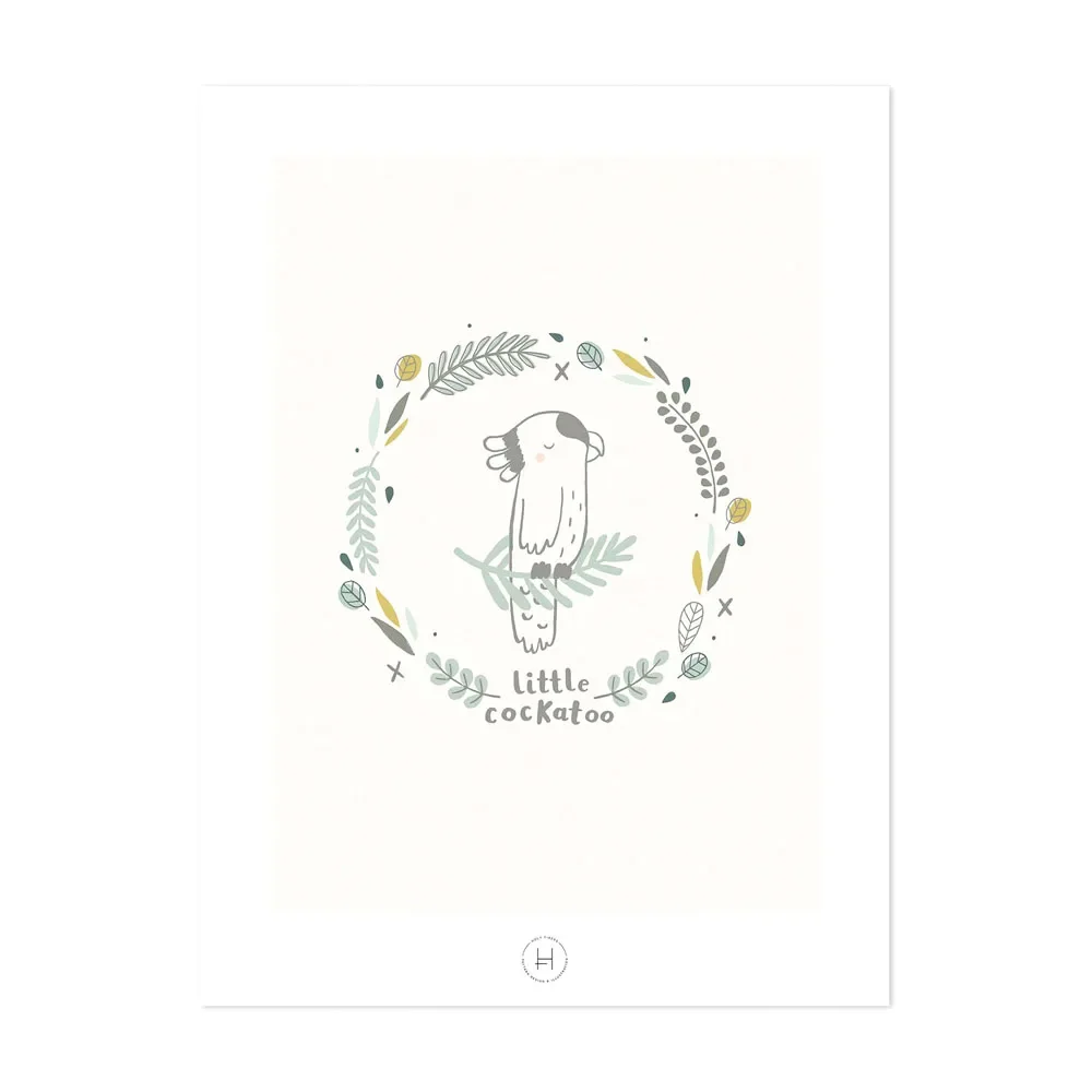 "Lilipinso Poster Kleiner Kakadu creme grün grau image"
