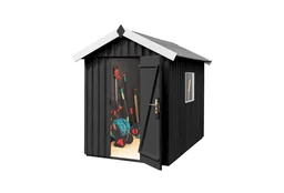 Schwedenhaus Gr. 1, L x B x H 200 x 208 x 220 cm, sägerauh, anthrazit, mit Einze