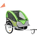 Kinderfahrradanhänger und Kinderwagen 2-in-1 grün und grau