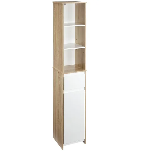 "Badschrank Badezimmerschrank mit Verstellbares Regal Standschrank mit 3-stufigen offenen Regal Schrank Schublade Umschl image"