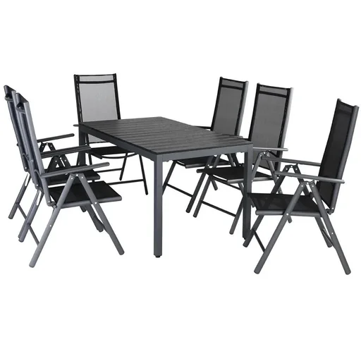 "Garten-Set 7-teilig Anthrazit Aluminium mit WPC Tischplatte image"
