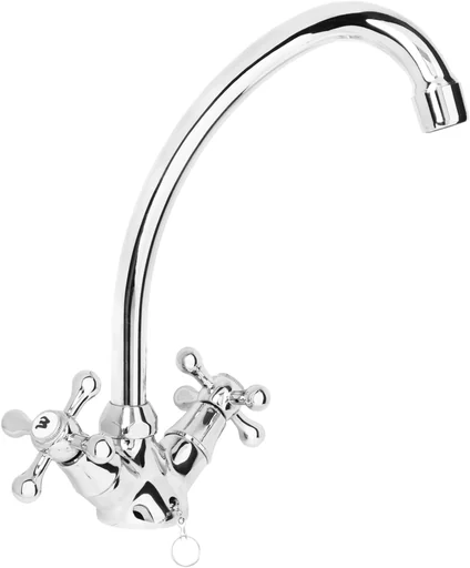 "NOSTALGIE Spültusch-Einluafbatterie Rohrauslauf, chrom image"