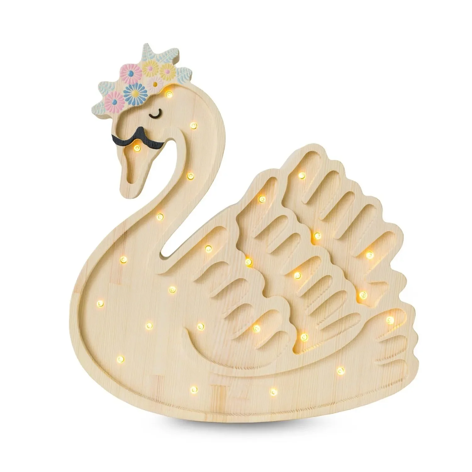 "Little Lights Nachtlicht Kinder, Nachtlampe Schwan - 100% Kiefernholz natur image"