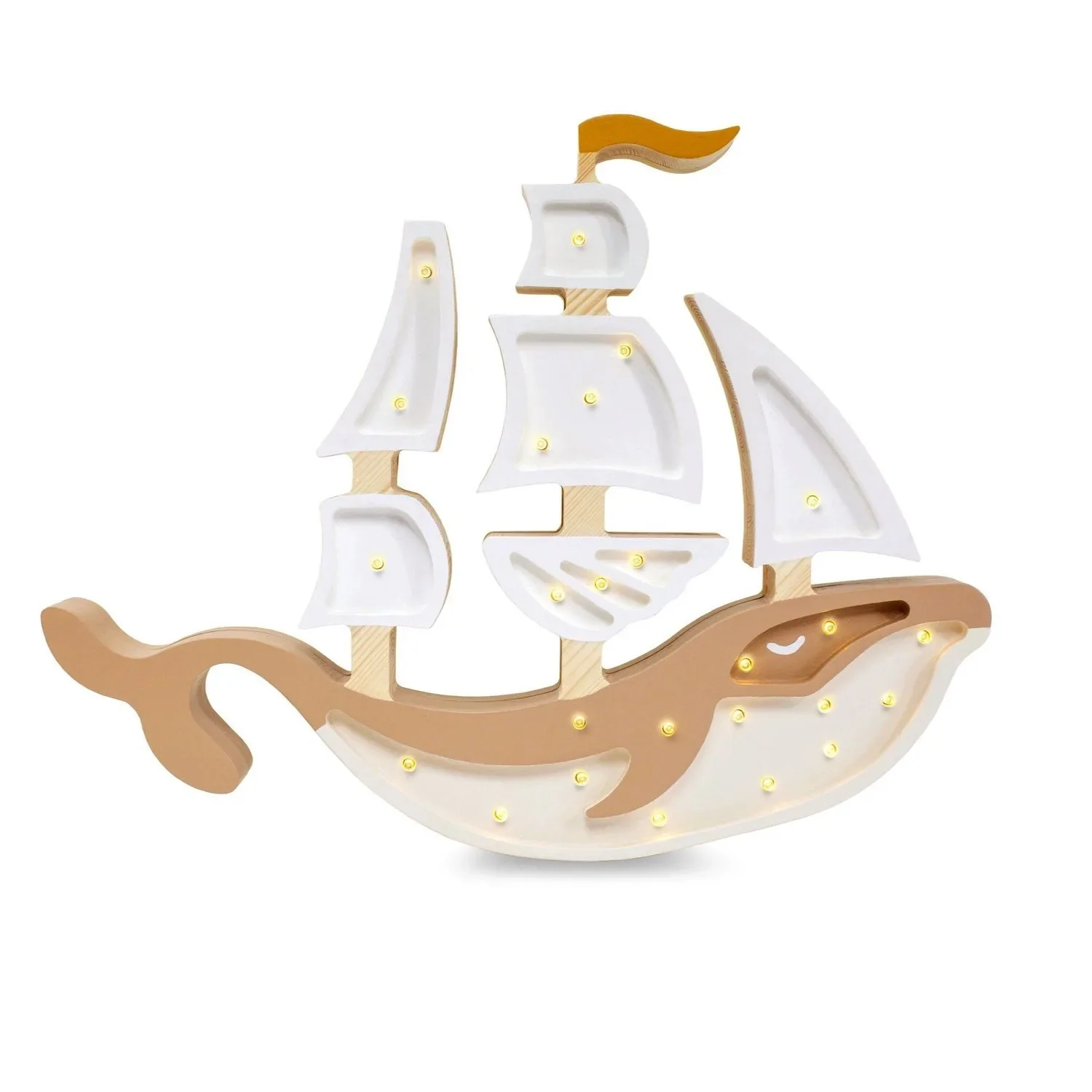 "Little Lights Nachtlicht Kinder, Nachtlampe Walfischschiff - 100% Kiefernholz natur image"