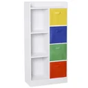 Bücherregal mit 3 Stoffboxen, Mehrzweckschrank, Spanplatte, Vliesstoff, 62,5 x 30 x 128 cm