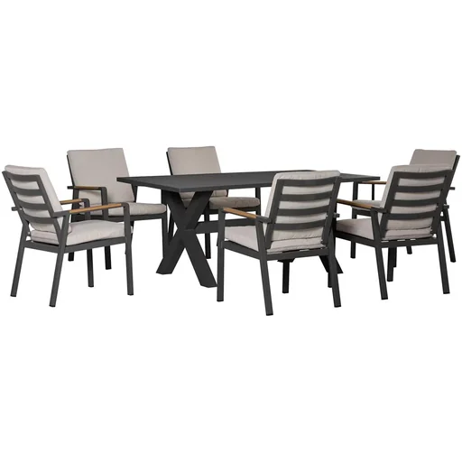 "Garten-Set mit 6 Stühlen und 1 Tisch, Aluminium+Kunststoff, grau image"