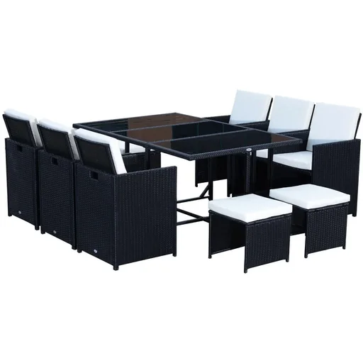 "Polyrattan Gartenmöbel 27 tlg. 6 Stühle 4 Hocker mit Kissen image"