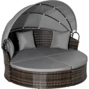 Polyrattan Sonneninsel mit faltbarem Sonnendach Lounge Sonnenliege Gartenliege Garnitur Gartenset Grau 171 x 180 x 155 c