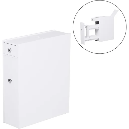 "Badmöbel Badezimmerschrank Badschrank mit 2 Schubladen und 1 Ablagefach Holz Weiß 48 x 17 x 58 cm image"