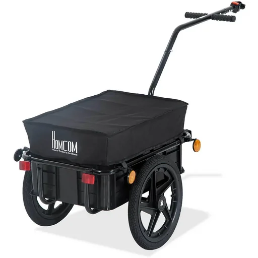 "Fahrradanhänger Lastenanhänger für Fahrrad 40 kg Belastbarkeit Transportanhänger Handwagen Stahl Oxford-Gewebe Schwarz 1 image"