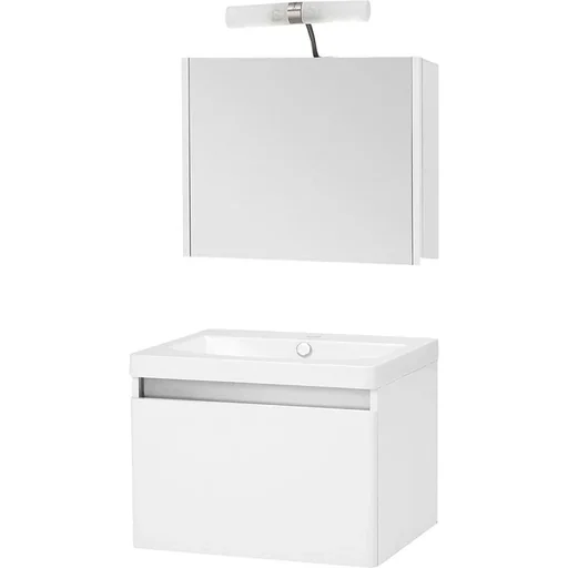 "Badezimmermöbel Stripe 60cm incl verlichting - Weiss image"