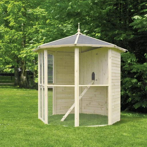 "8-eck Voliere mit Vogelkäfig image"