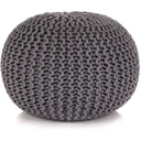 Fußhocker handgestrickt 50x35 cm Baumwolle grau