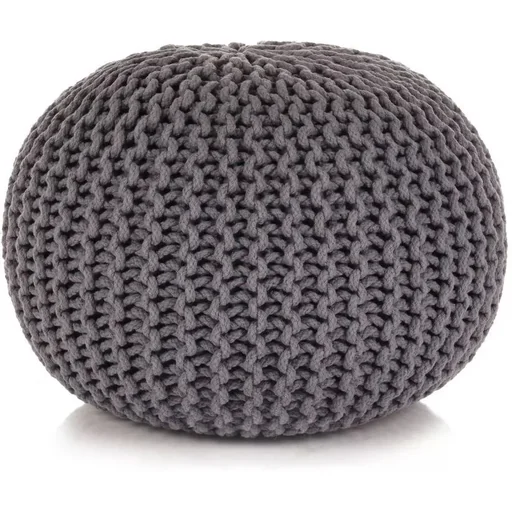 "Fußhocker handgestrickt 50x35 cm Baumwolle grau image"