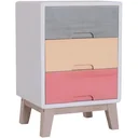 Nachttisch Nachtkommode Flurkommode mit 3 Schubladen Paulownienholz bunt 30 x 34 x 51 cm