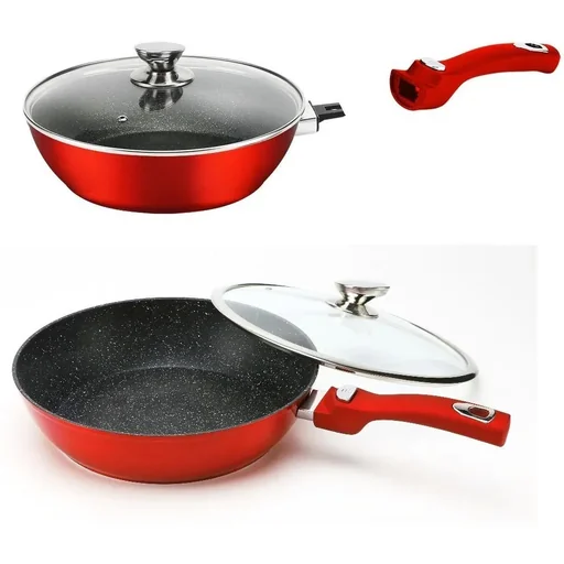 "Wokpfanne - mit Deckel - 30cm - Rot image"