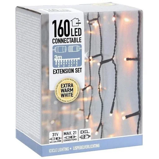 "Weihnachtsbeleuchtung - Verkettbar - 160 LED - 3 Meter - Warmweiß image"