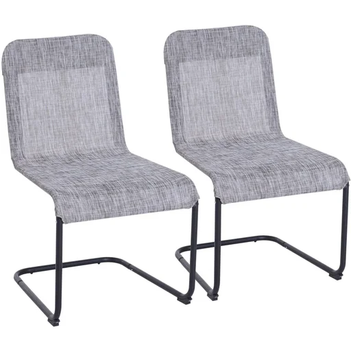 "2er-Set Balkonstuhl Gartenstuhl Schwingstuhl Freischwinger wetterfest Grau 61 x 51 x 86 cm image"