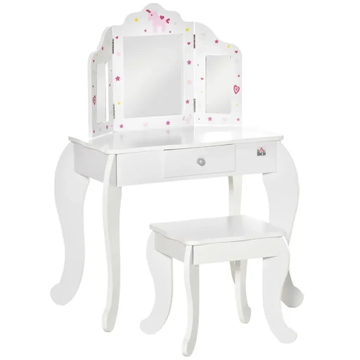 "Kinderschminktisch mit Hocker 63 cm x 40 cm x 85,5 cm image"