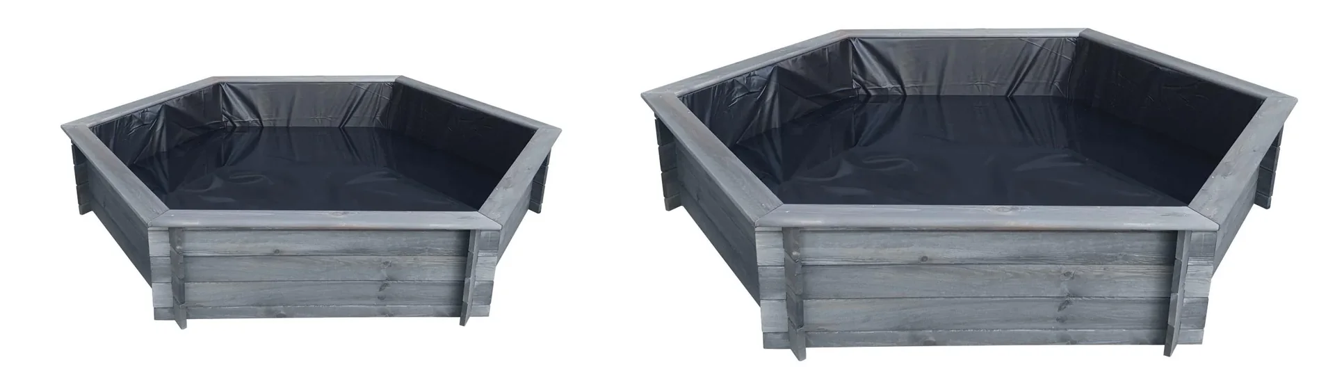 Sechseck-Hochteich 200 cm Solar, grau