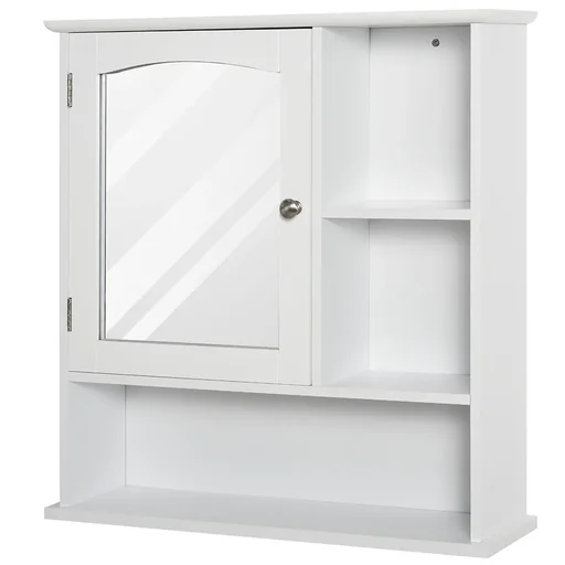 "Spiegelschrank Badschrank Hängeschrank Badmöbel Wandschrank Mehrzweckschrank, Spanplatte+MDF, Weiß, 60 x 18 x 63 cm image"