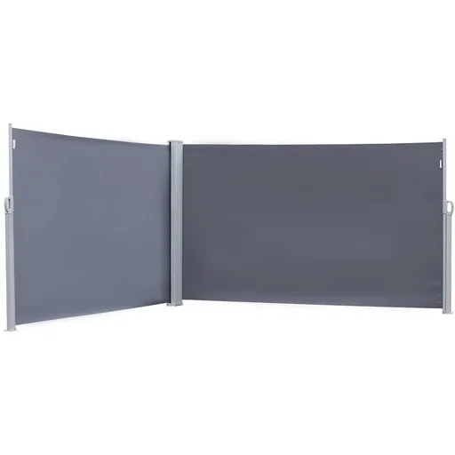 "Doppelseitige Markise Seitlicher Windschutz Polyester grau L6xH1,6m image"