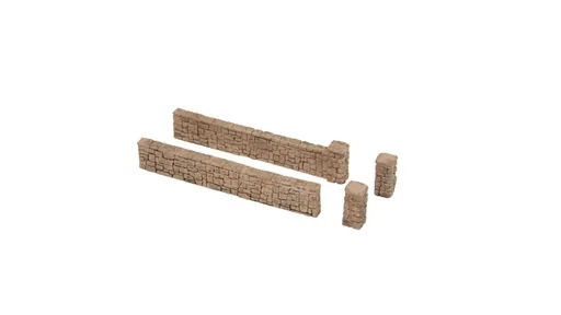 "Gartenmauer, Mauerplatten, 12 Teile, Gesamtlänge 71 cm, Mauerhöhe 1,5 cm, Pfeilerhöhe 1,9 cm, Spur H0 image"