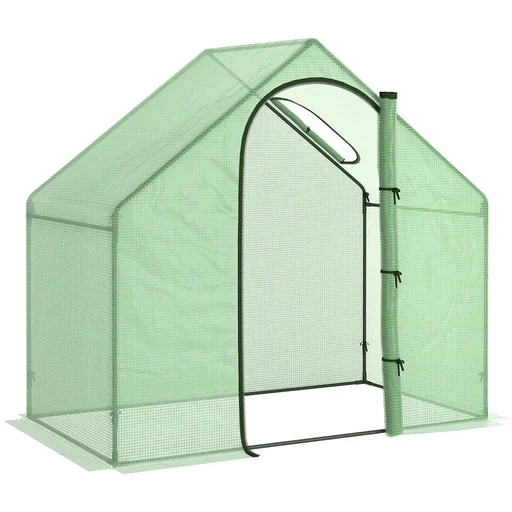 "Foliengewächshaus Tomatengewächshaus Treibhaus Frühbeet mit Fenster und Tür Grün Stahl PVC-Kunststoff 180 x 100 x 165 cm image"