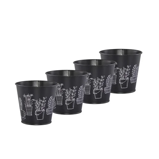 "Übertopf aus Metall in Schwarz 4er Set image"