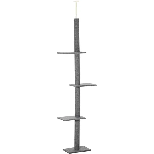 "Kratzbaum Katzenbaum Kletterbaum für Katzen Höhenverstellbar Spielbaum Grau 43x27x228-260 cm image"