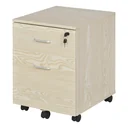 Rollcontainer Aktenschrank mit 2 Schubladen mobil abschließbar 5 Universalräder Spanplatte Natur 40 x 45 x 55,6 cm