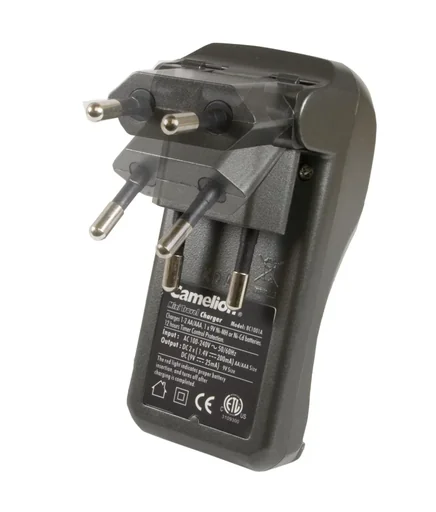 "Reise-Steckerladegerät für 2x AA/AAA oder 1x 9V, klappbarer Stecker image"