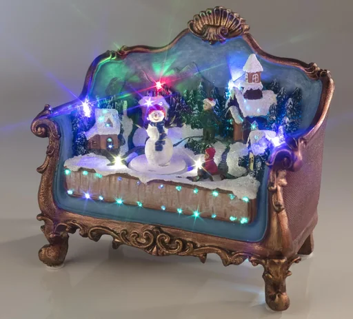 "Sofa mit weihnachtlicher Szene mit Beleuchtung und Musik image"