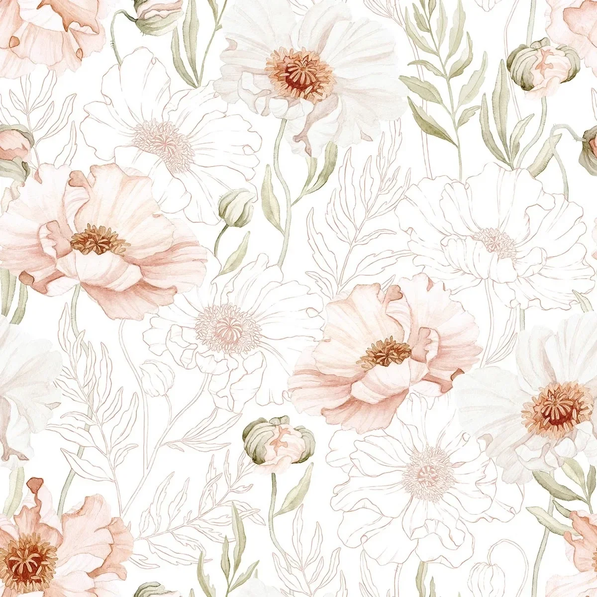 Lilipinso Tapete Panorama Rosa Mohnblumen 50 cm x 10 m